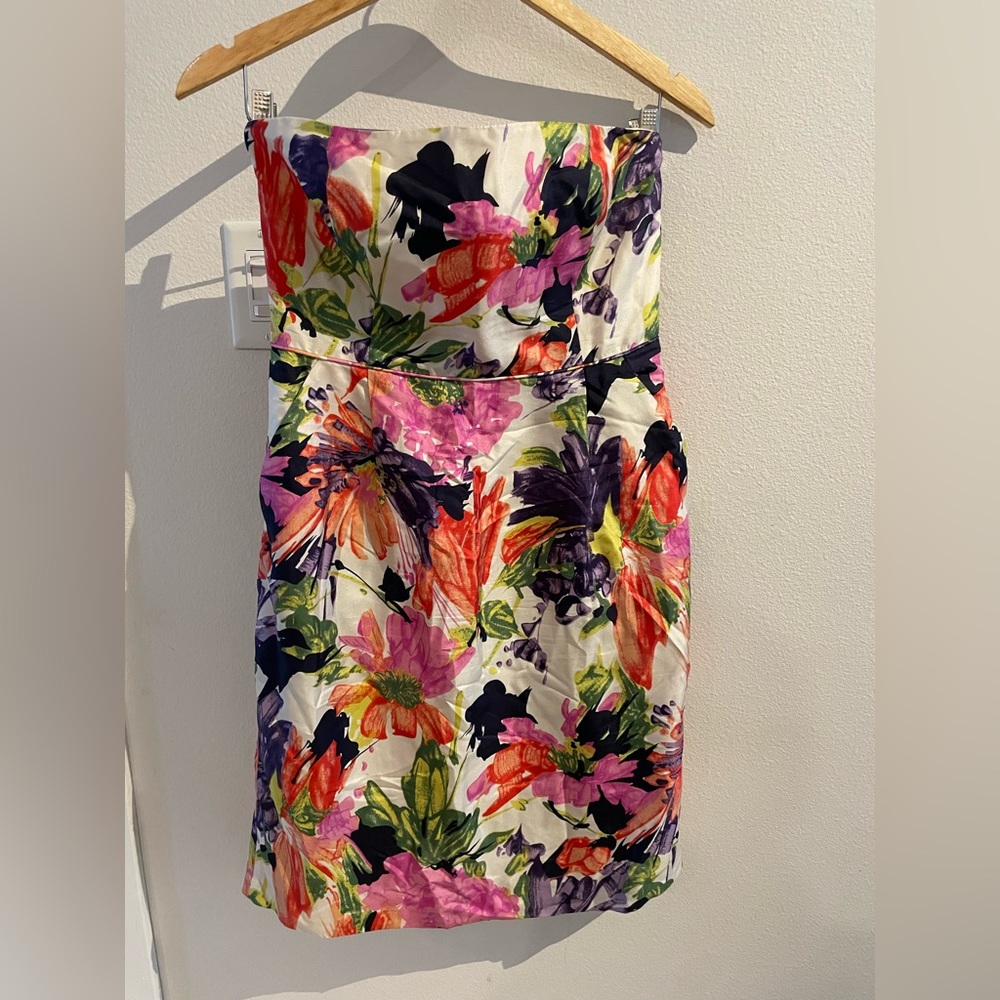 J.Crew floral strapless silk dress w/ pockets - size 10